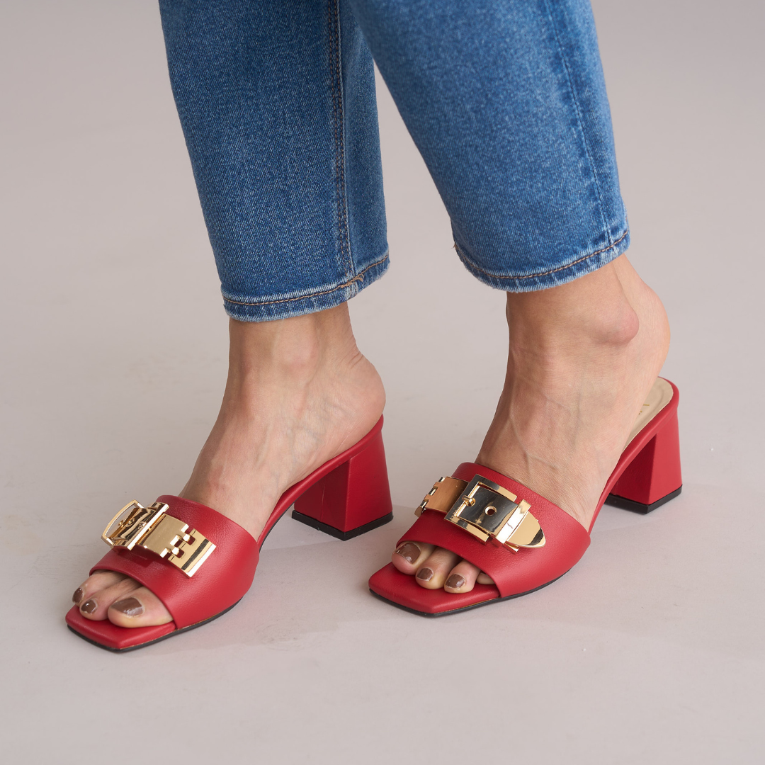 Sandalias Emy Rojas Hebilla Dorada