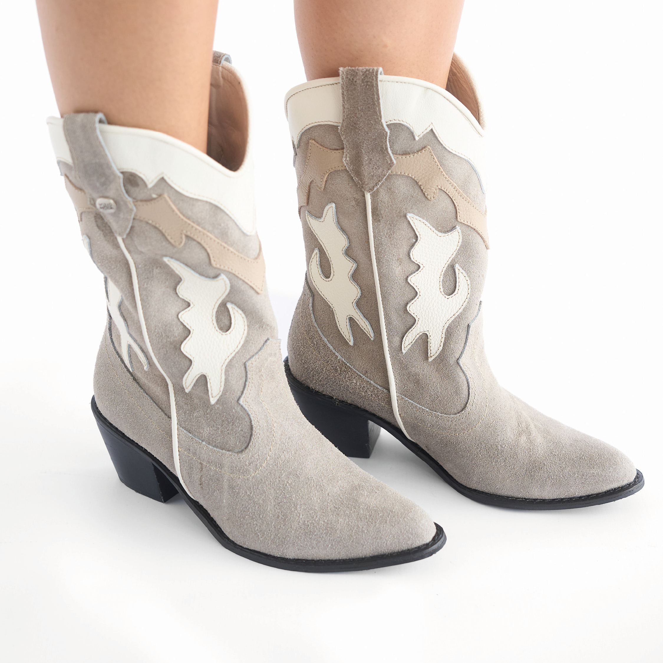 Botas Texanas de Gamuza Beige Vizio Moda