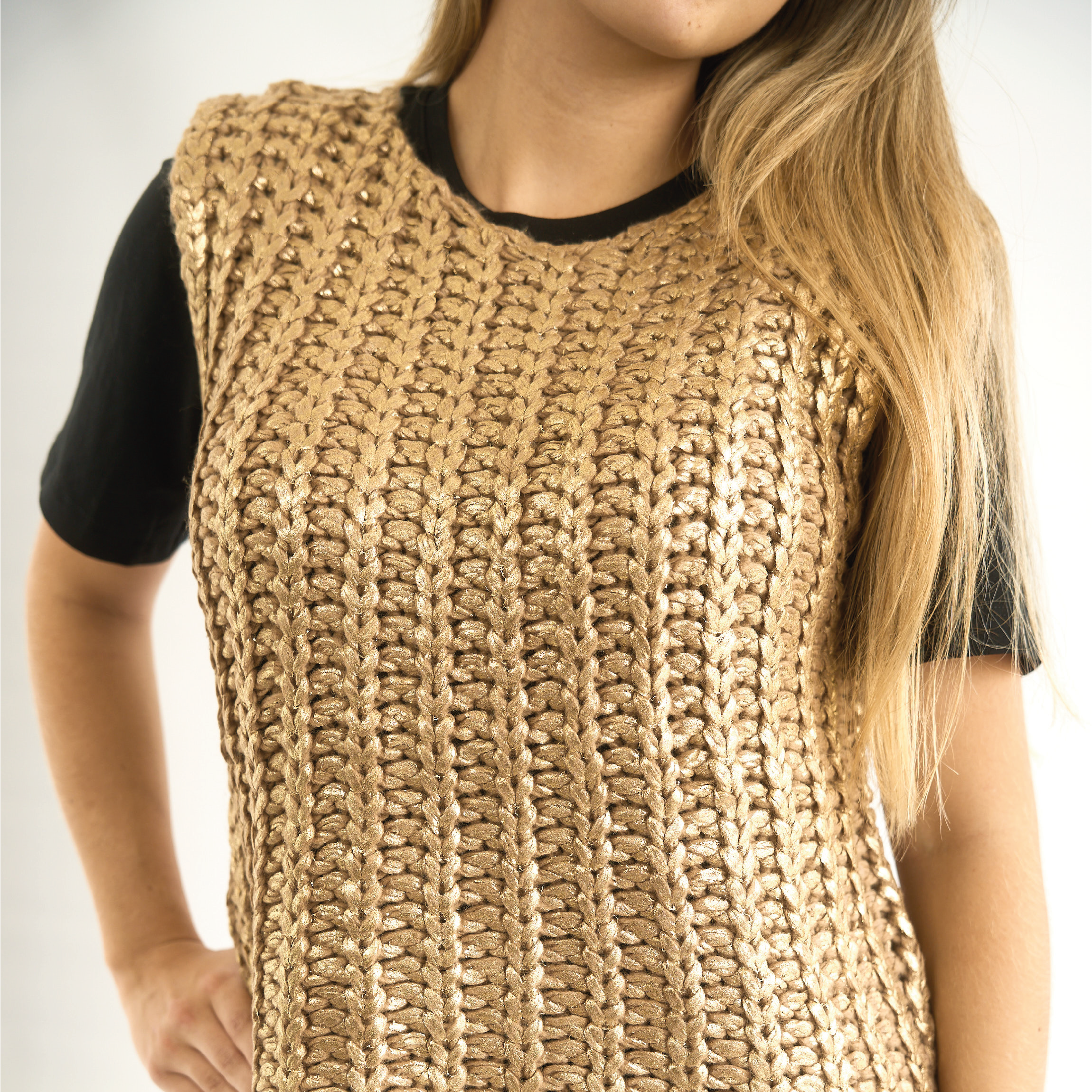 Chaleco Tejido Dorado Vizio Moda