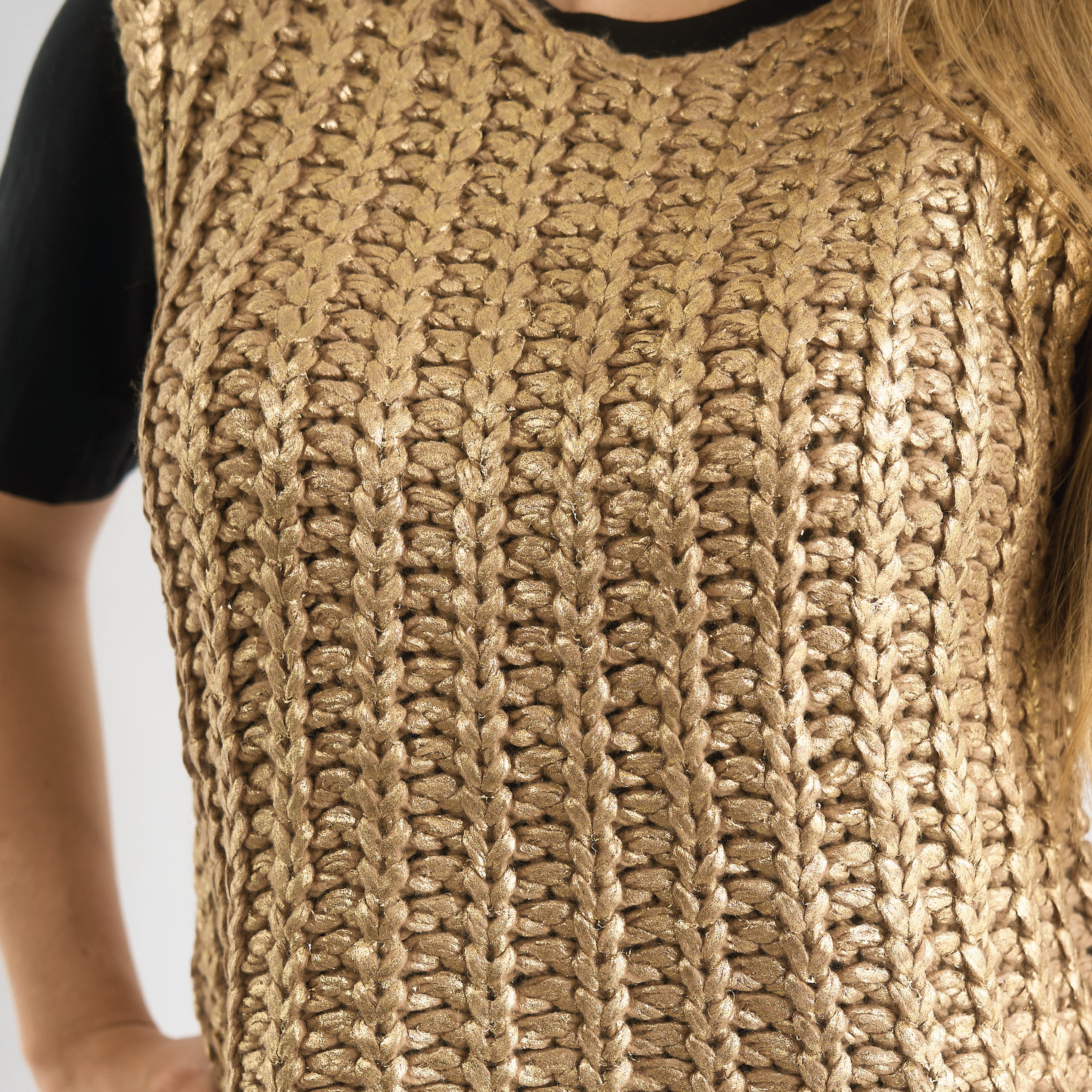 Chaleco Tejido Dorado Vizio Moda