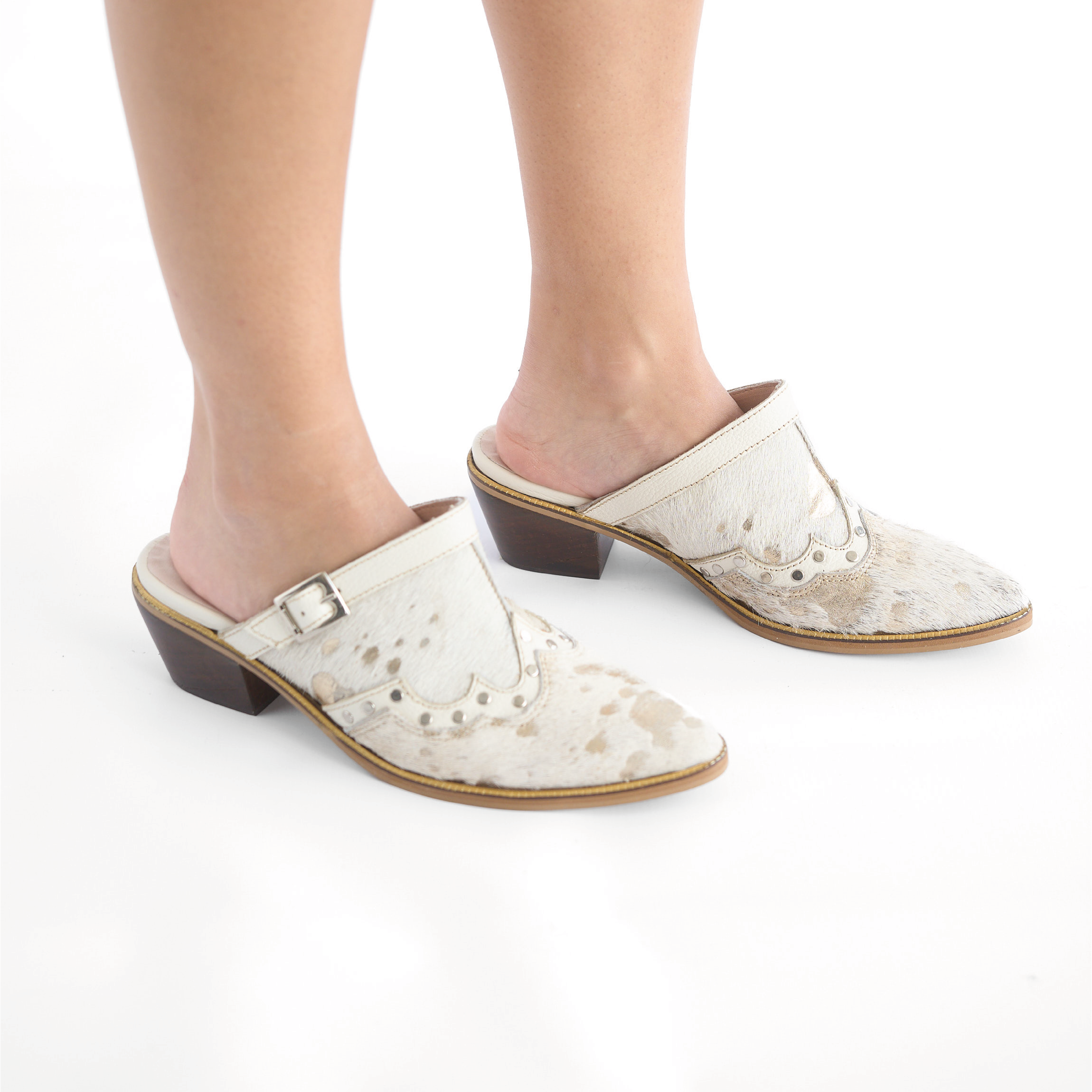 Mules en Piel con Hebilla Vizio Moda