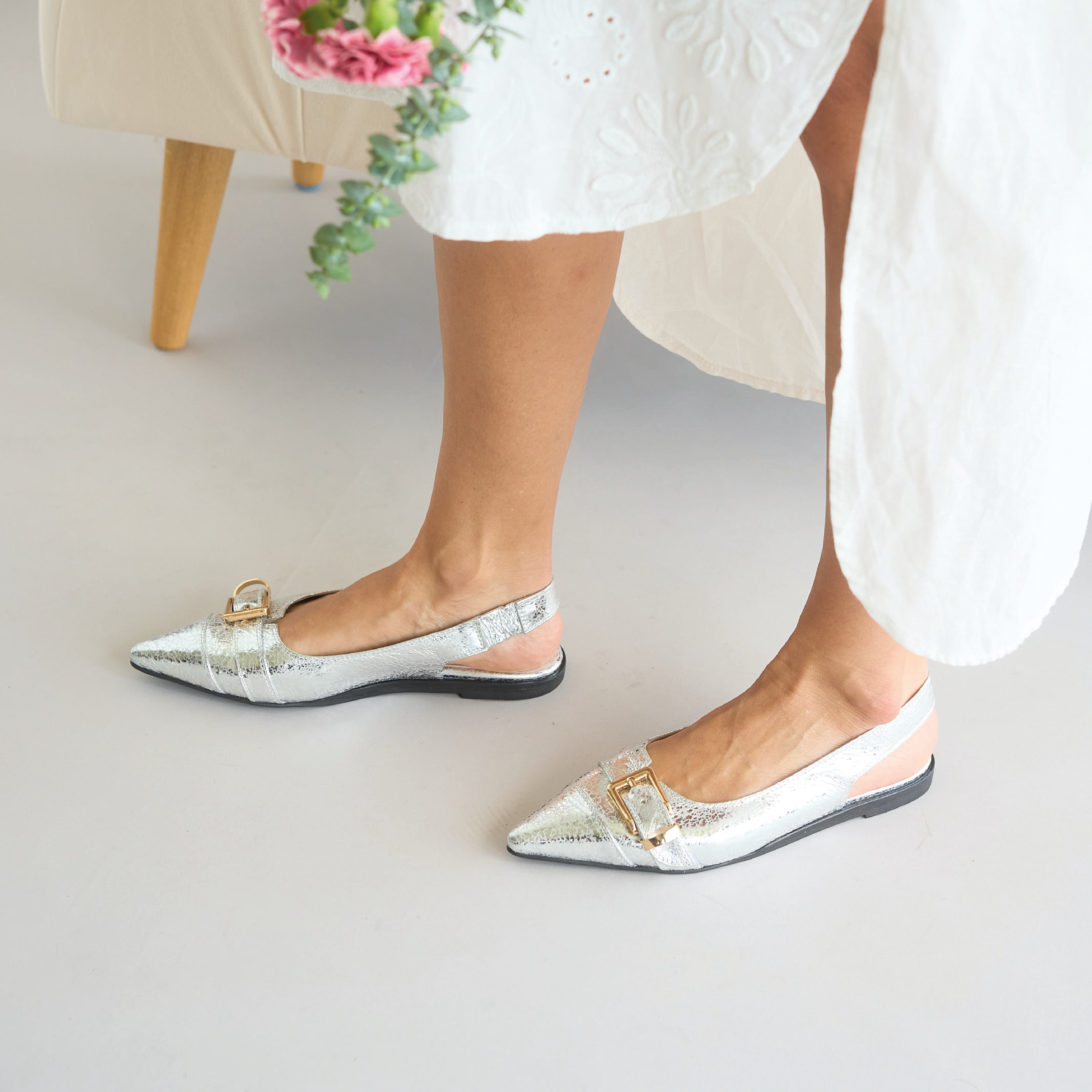 Stiletto Plateado Punta Fina Vizio Moda