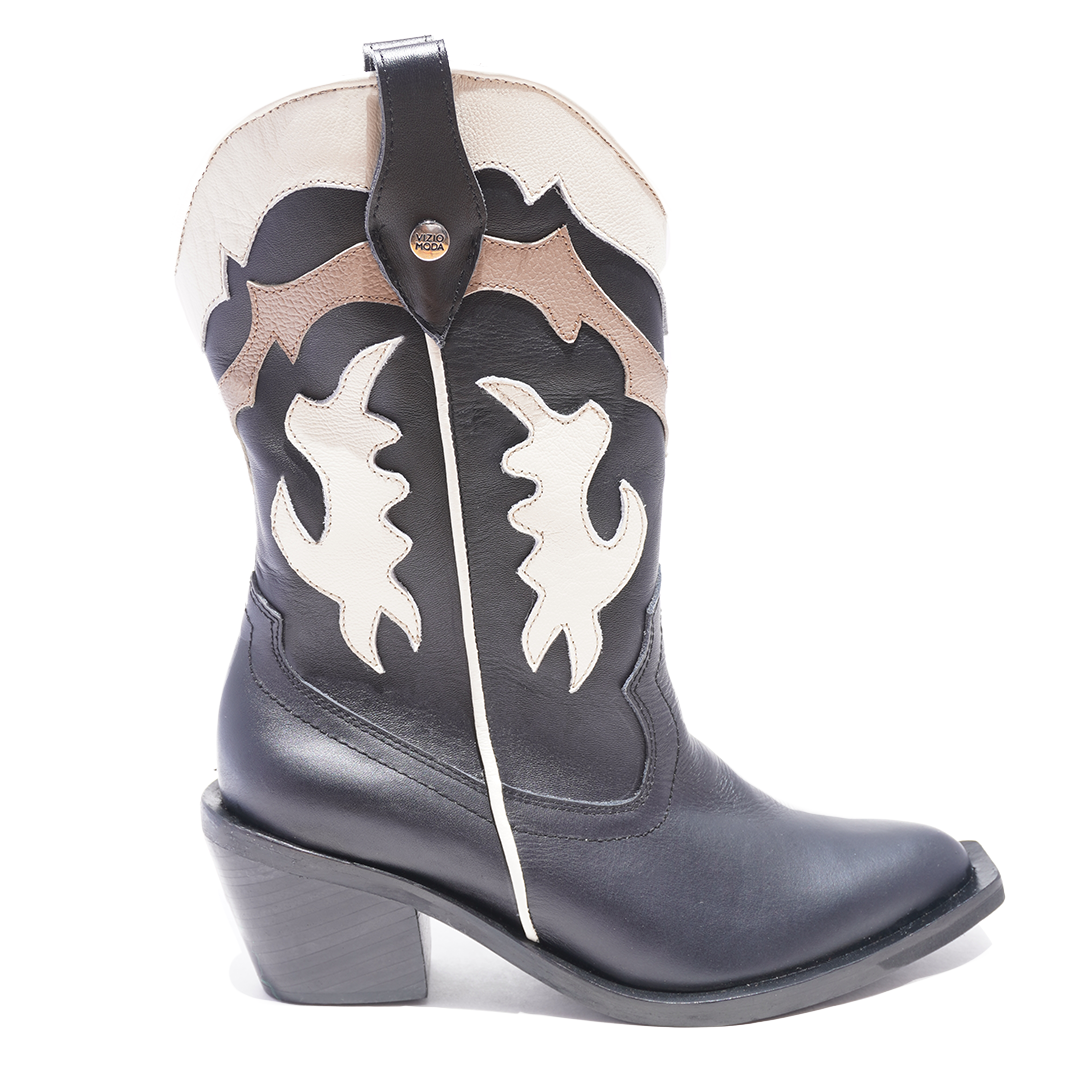 Botas Texanas Troqueladas Negras