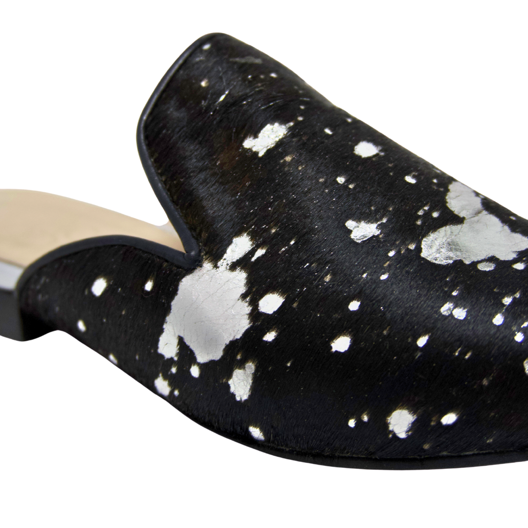 Zuecos Negros Machas Gris