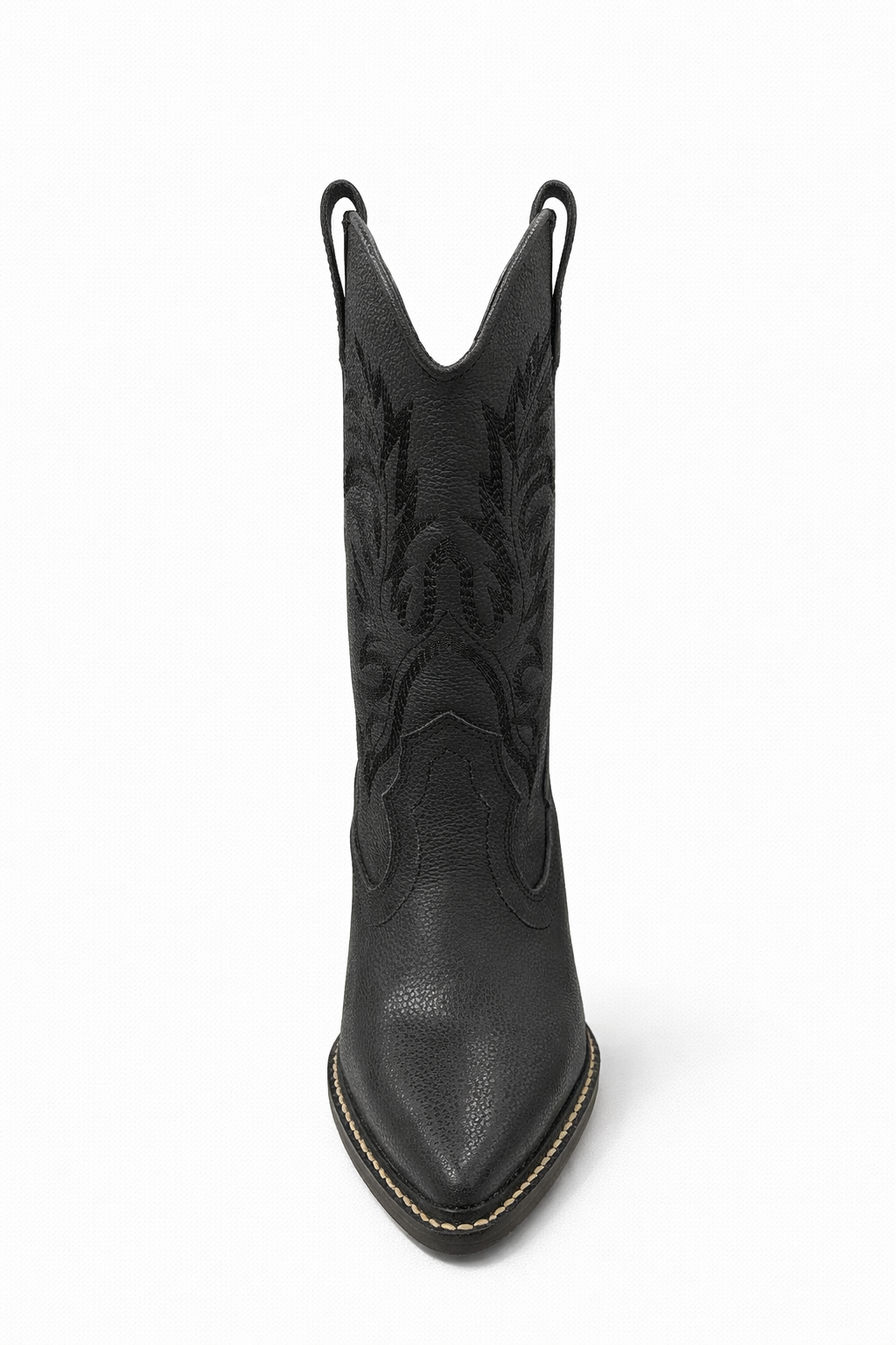 Botas Texanas de Cuero Negro con Detalles en Gamuza Vizio Moda