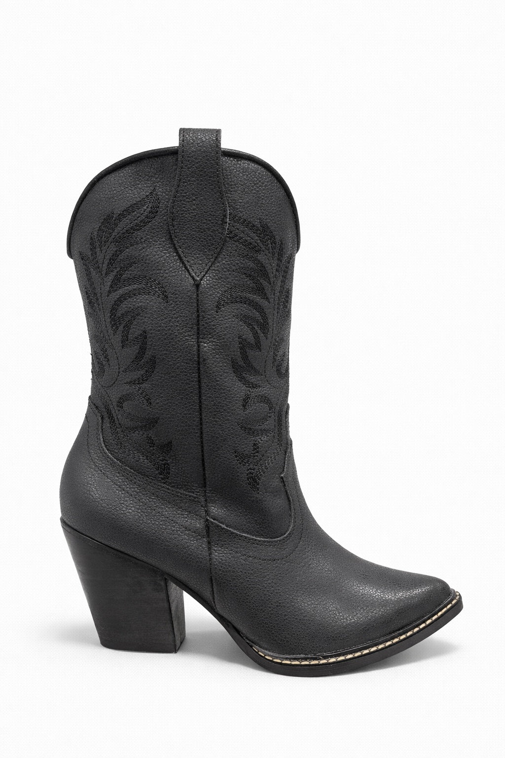 Botas Texanas de Cuero Negro con Detalles en Gamuza Vizio Moda